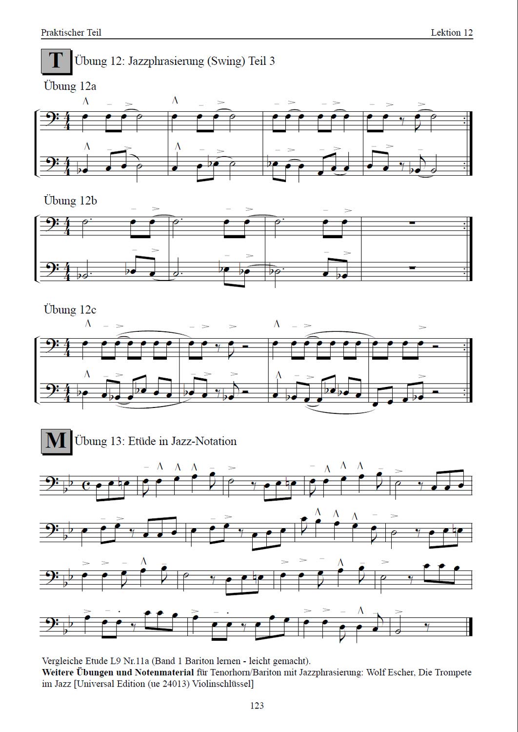 Bariton lernen - leicht gemacht BAND2 (C-Notation Bassschlüssel)