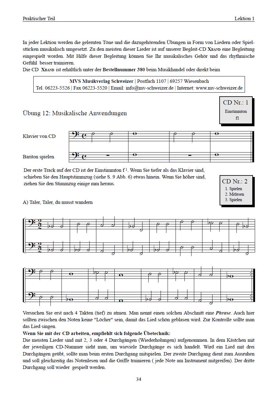 Bariton/Euphonium lernen - leicht gemacht BAND1 (C-Notation Bassschlüssel)