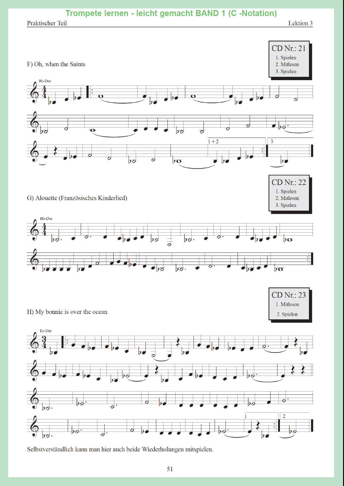Trompete lernen - leicht gemacht BAND1 für Posaunenchor (C-Notation Violinschlüssel)
